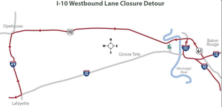 I-10 Westbound Lane Closure Detour_302912