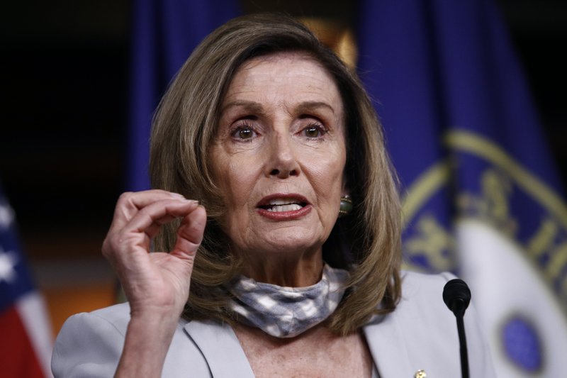 House Speaker Nancy Pelosi of Calif., speaks during a news conference on Capitol Hill in Washington, Thursday, Aug. 13, 2020. (AP Photo/Patrick Semansky)