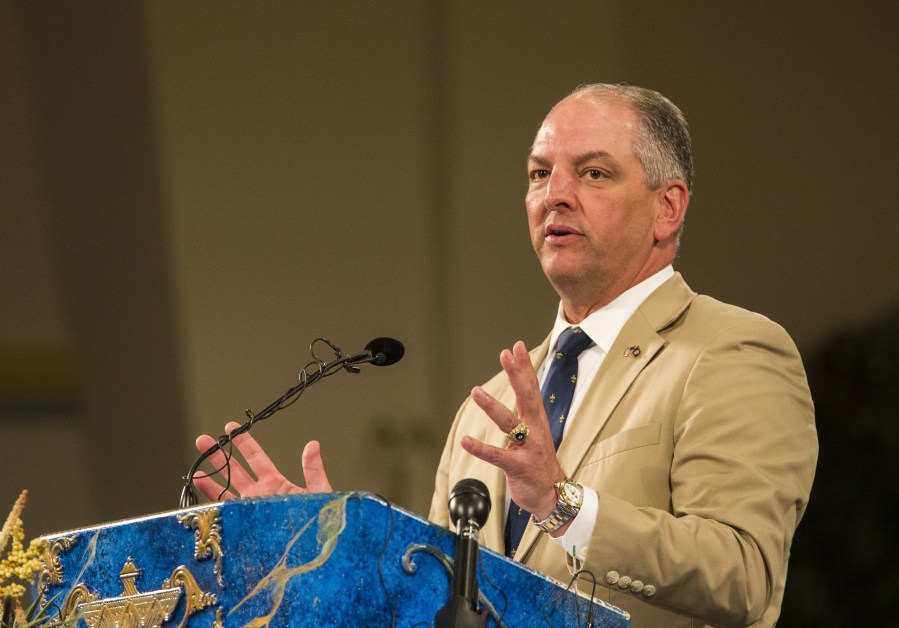 BATON ROUGE, LA -JULY 07: Governor John Bel Edwards of Louisiana speaks during a prayer vigil for Alton Sterling at the Living Faith Christian Center July 7, 2016 in Baton Rouge, Louisiana. Alton Sterling was shot by a police officer in front of the Triple S Food Mart in Baton Rouge on July 5th, leading the Department of Justice to open a civil rights investigation. (Photo by Mark Wallheiser/Getty Images)