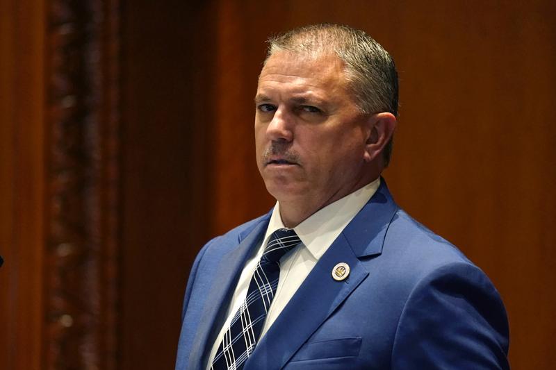 House Speaker Clay Schexnayder waits to hear results of votes in the Senate Chambers during a veto session in Baton Rouge, La., Tuesday, July 20, 2021. Louisiana lawmakers ended their historic veto session Wednesday, July 21, 2021 after two days in which Republicans failed to overturn any of Gov. John Bel Edwards' bill rejections, a significant blow to GOP efforts to assert independence from the Democratic governor. (AP Photo/Gerald Herbert, file)