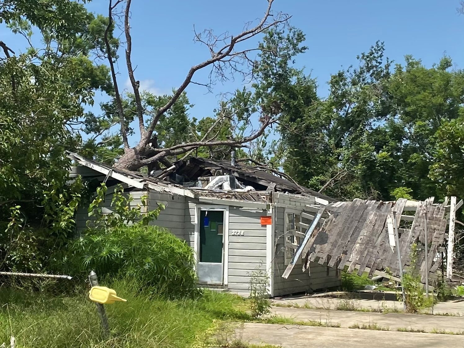 Thousands of abandoned homes like this one, damaged by Hurricane Laura nearly one year ago, can be found across Southwest Louisiana.