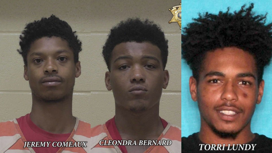21-year-old Jeremy Comeaux, of Lafayette, 20-year-old Cleondra Bernard, of Carencro, Torri Lundy