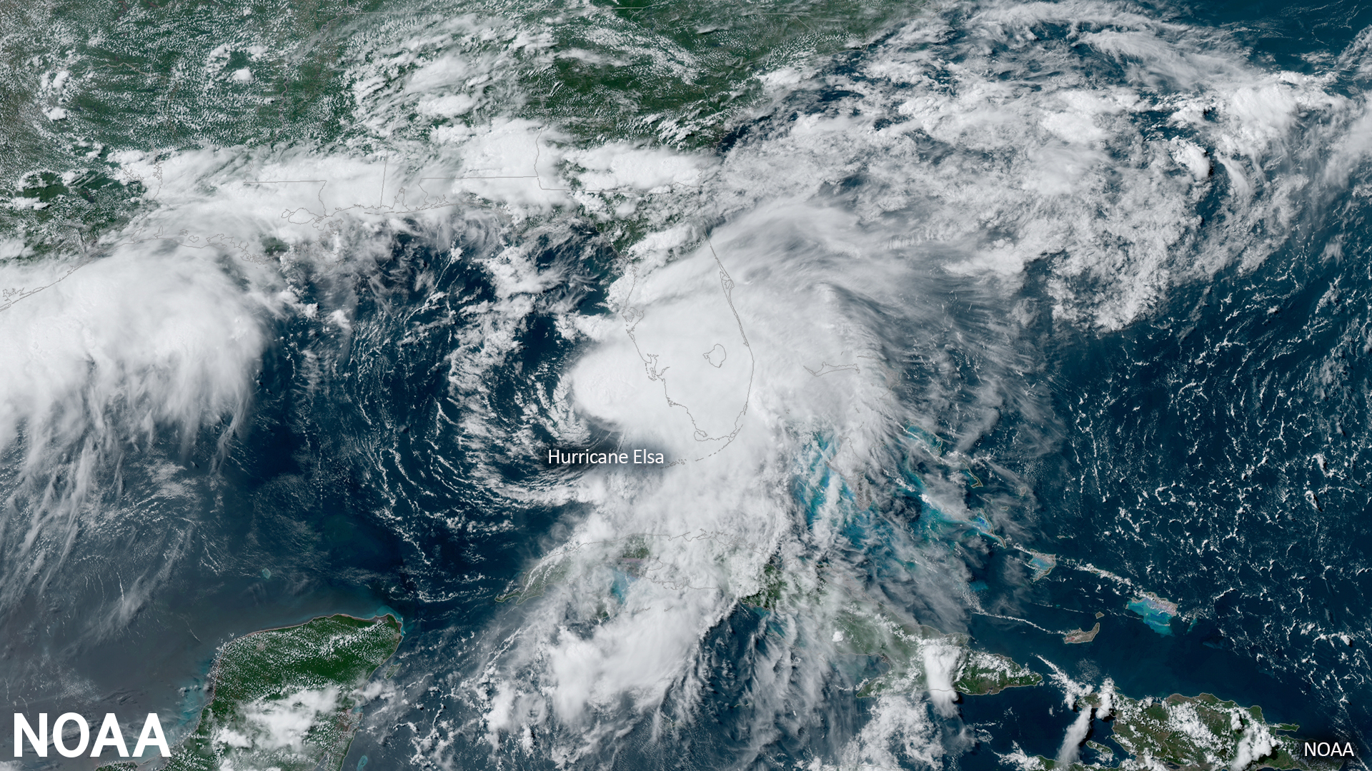 NOAA GOES-East satellite image of Hurricane Elsa as it moves up Florida’s west coast on July 6, 2021. (NOAA)